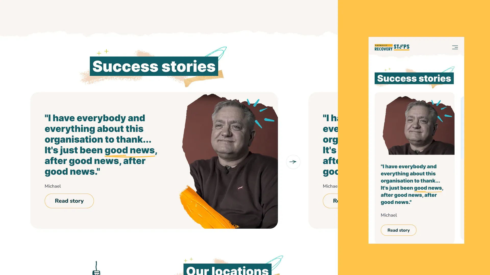 Success stories across desktop and mobile layouts