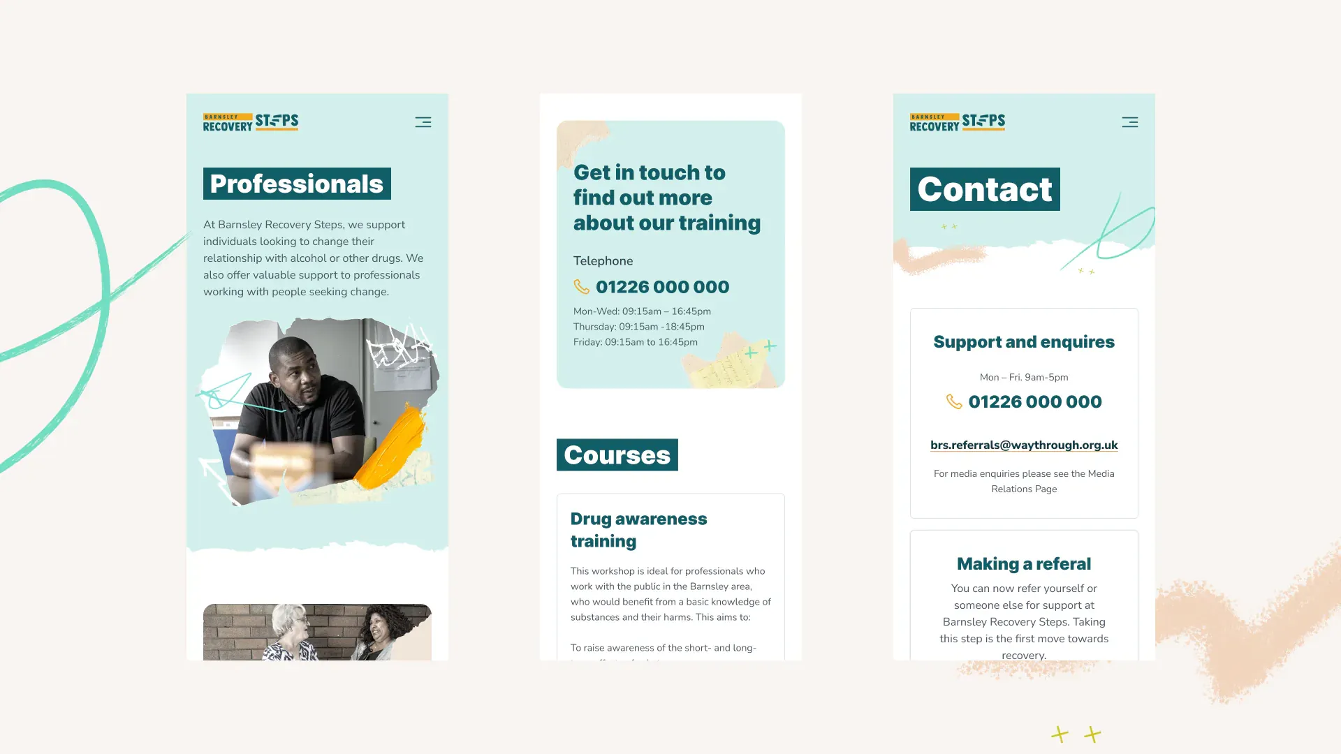 Barnsley Recovery Steps responsive website pages