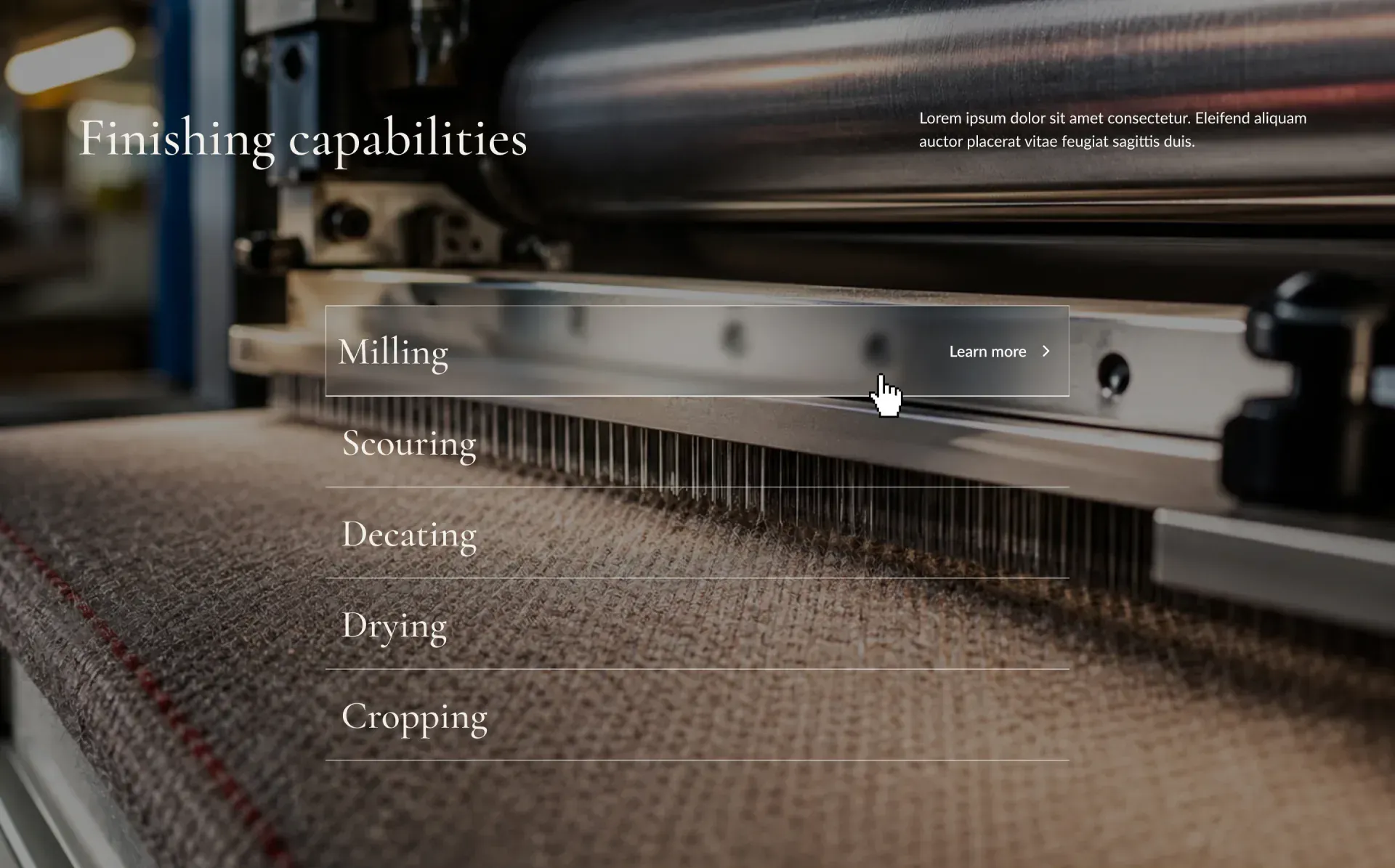 W.T Johnson finishing capabilities page